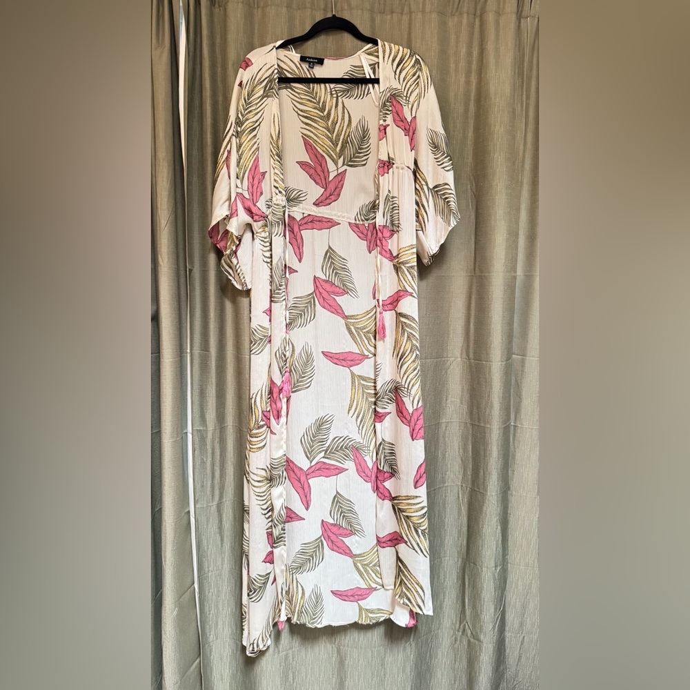 Floral Pink and Green Cover Up
